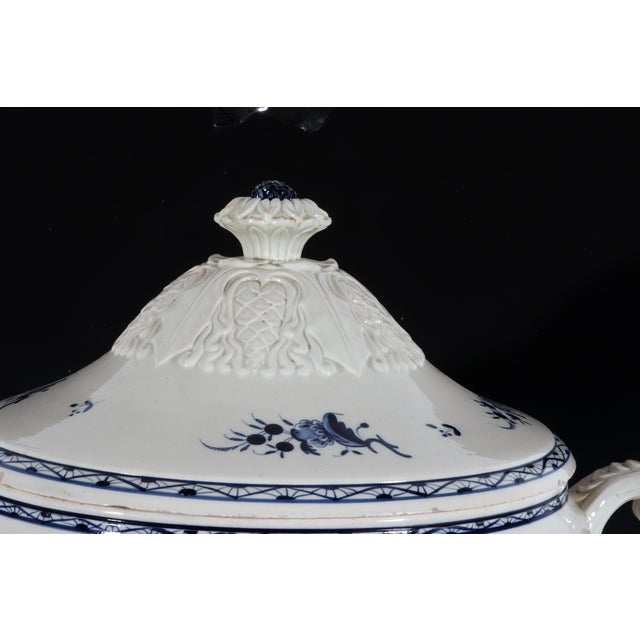 Traditional Early 19th Century Nimy Belgian Faience Large Blue & White Chinoiserie Soup Tureen, Cover & Stand For Sale - Image 3 of 12