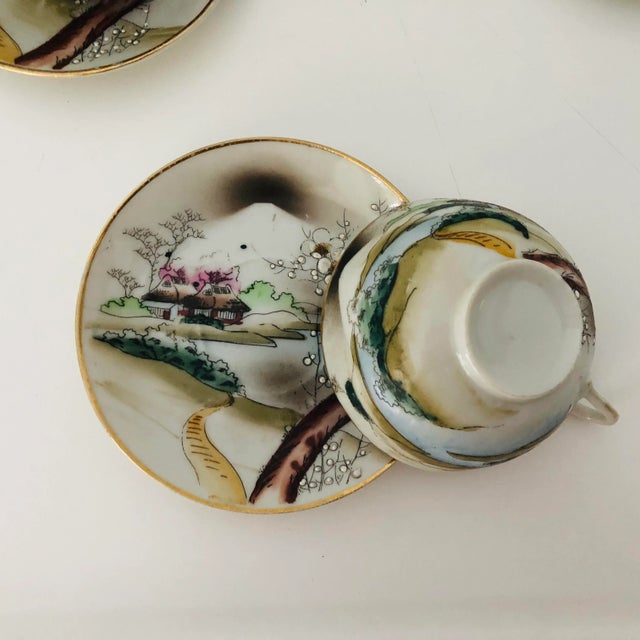 Vintage Asian " Nippon" Teacups & Saucers S/4 For Sale In New York - Image 6 of 7