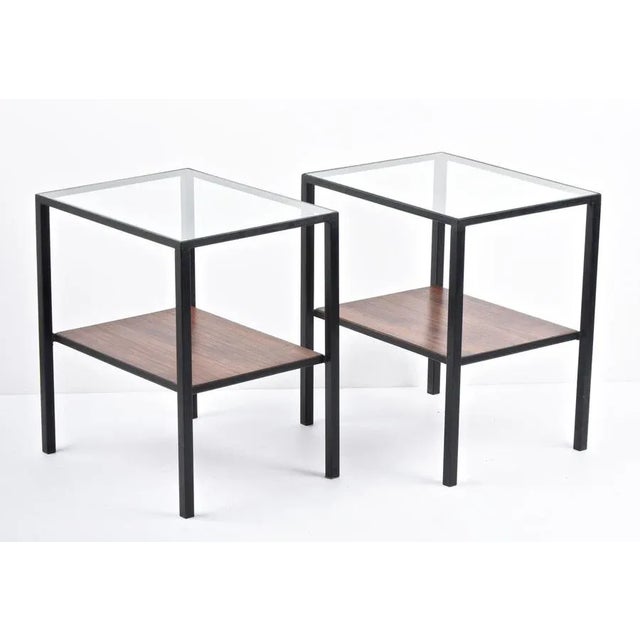 1960s Italian Iron, Glass & Wood Coffee Table, 1960s, Set of 2 For Sale - Image 5 of 18