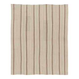 Vintage Persian Kilim in White With Brown Stripes - Rug & Kilim For Sale