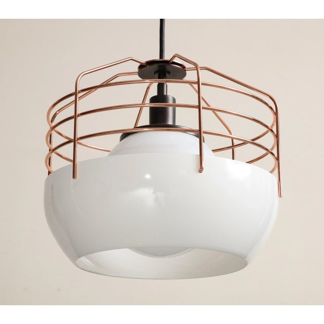 2020s Industrial Style White and Copper-Plated Pendant Light by Roll & Hill For Sale - Image 5 of 13