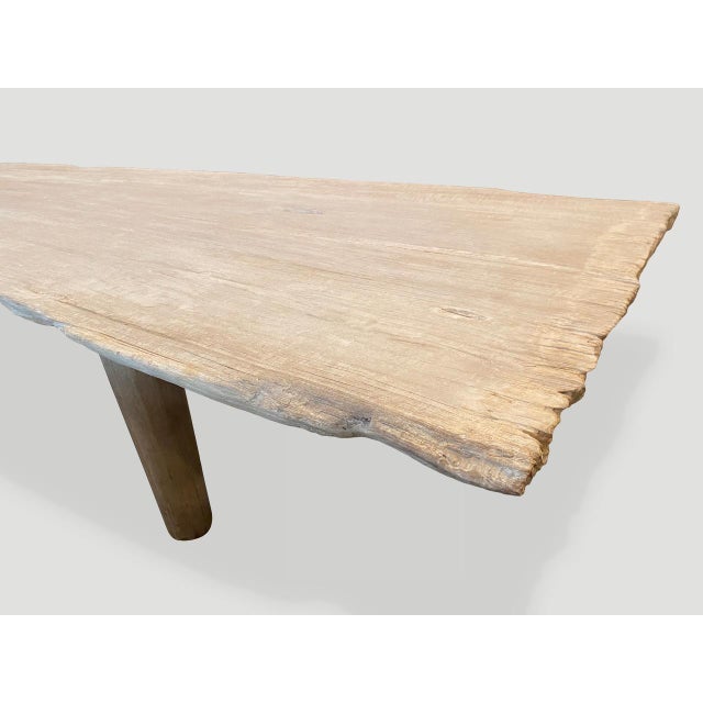 Andrianna Shamaris White Washed Live Edge Teak Wood Coffee Table or Bench For Sale - Image 10 of 18