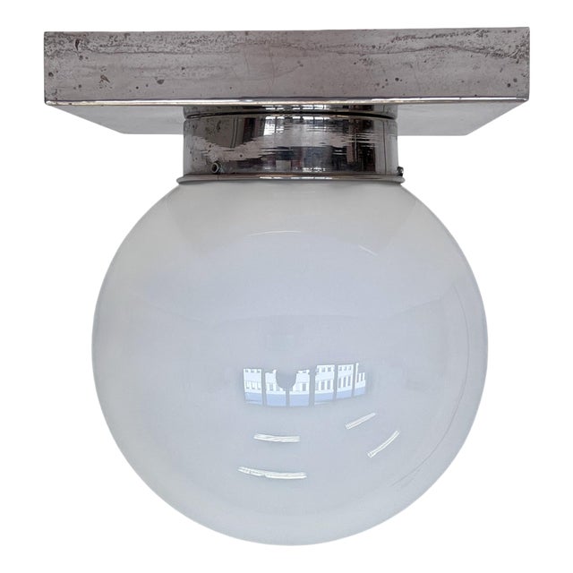 Bauhaus Chrome and Glass Ceiling Lamps, 1930s, Set of 2 For Sale