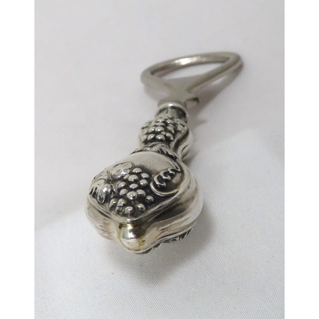 Metal Vintage Mid Century Grape Clusters & Vines Motif Sterling Silver Handle Bottle Opener For Sale - Image 7 of 13