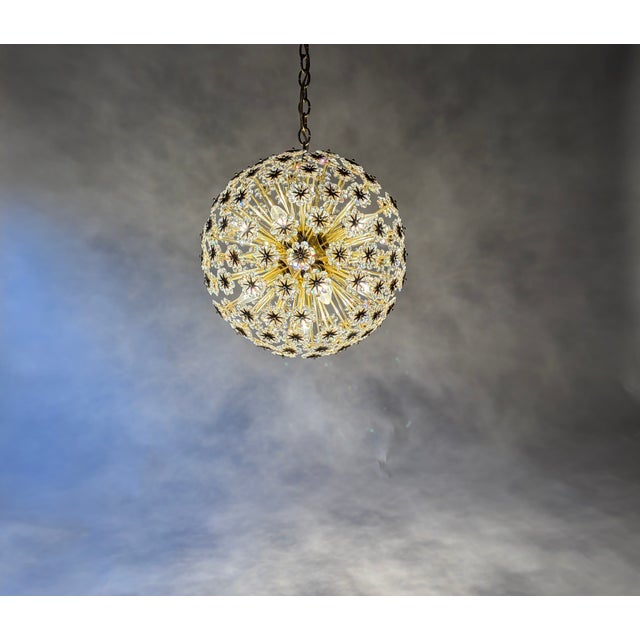 Large 1950s Sputnik Dandelion Chandelier, Brass & Crystal, 11 Bulbs For Sale - Image 14 of 18