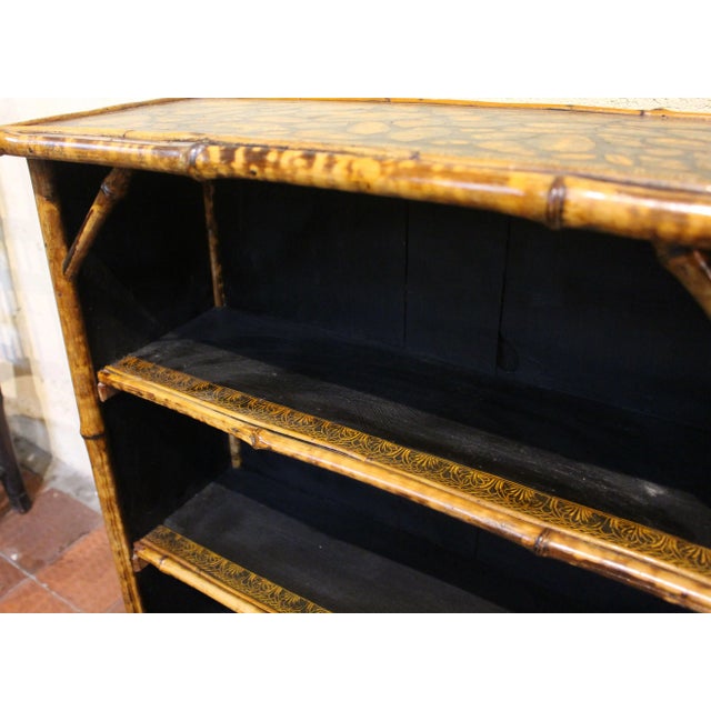 Circa 1880 English Bamboo Bookcase Now Artisan Decoupaged With Shells For Sale - Image 4 of 6