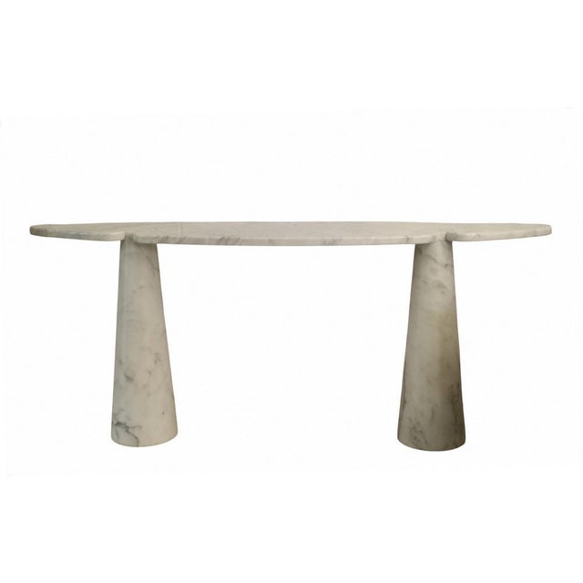 Eros Series White Carrara Marble Console Table attributed to Angelo Mangiarotti, Italy, 2000s For Sale - Image 9 of 9