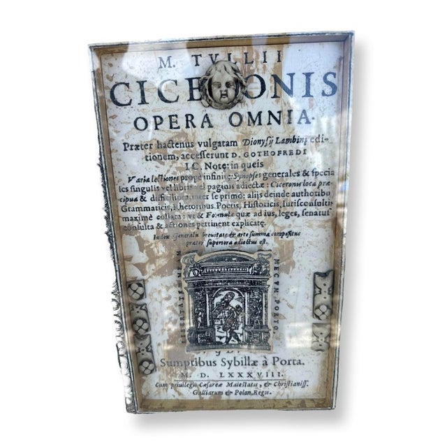 Antique Italian Framed Page of “Cicero” Book translated to Latin ,