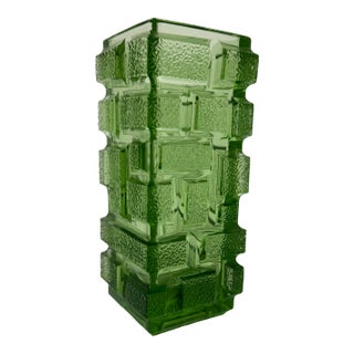 Jiri Zejmon for Sklo Union Brickwork Green Glass Vase For Sale