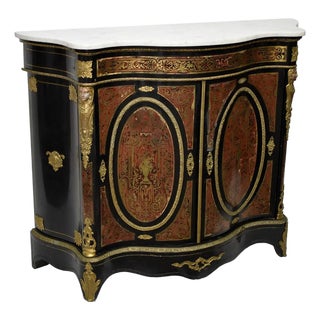 Antique French Style Marble Top Two Door Cupboard For Sale
