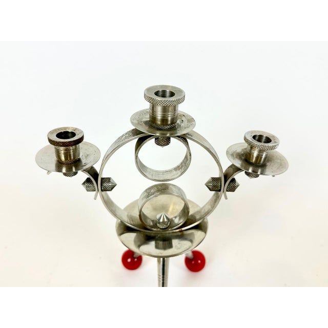Space Age Tripod Nickel-Plated Brass Candleholder, 1960s For Sale - Image 4 of 9