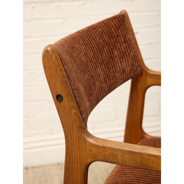 Set of Four Vintage Danish Modern Dining Chairs in Rust Corduroy For Sale - Image 11 of 12