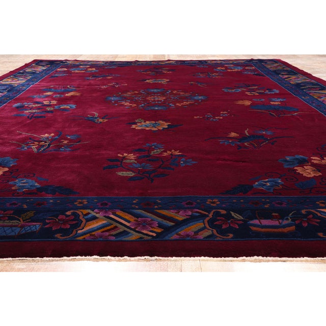 Antique Chinese Art Deco Mandarin Rug, 10'11 X 15'03 For Sale - Image 9 of 10