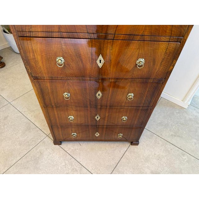 Biedermeier Week Dresser in Walnut For Sale - Image 12 of 16