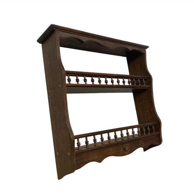 Brown Vintage French Provincial Wall-Mounted Plate Rack With Turned Spindles, 1980s For Sale - Image 8 of 9