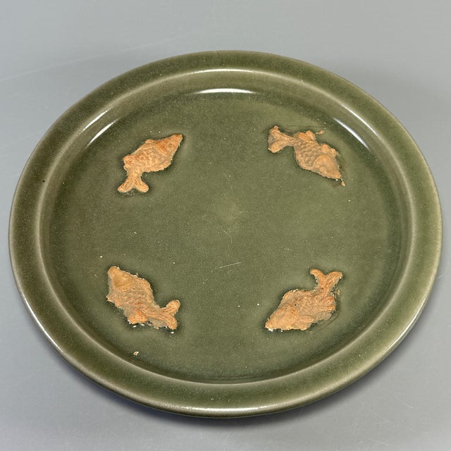 16th Century Antique Chinese Longquan Celadon Fish Plate Dish For Sale - Image 5 of 7