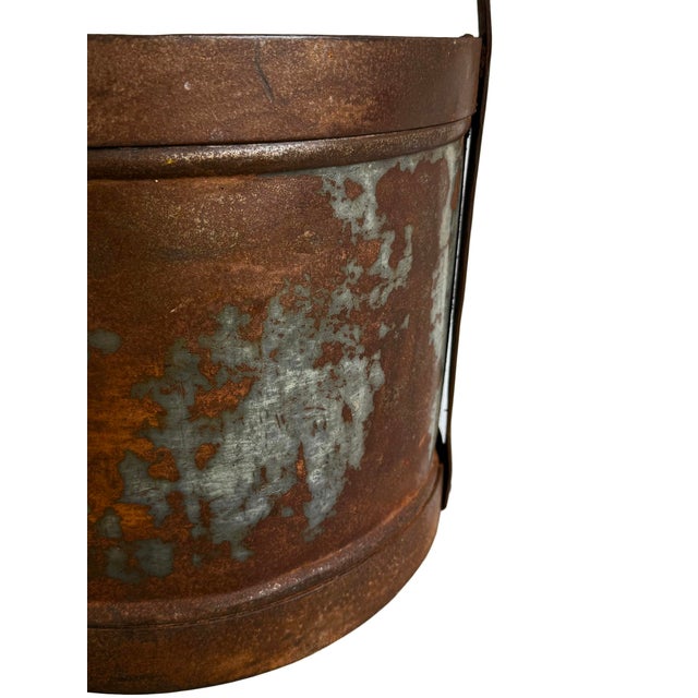 Brown Large Antique Iron Bucket W/Handle For Sale - Image 8 of 8