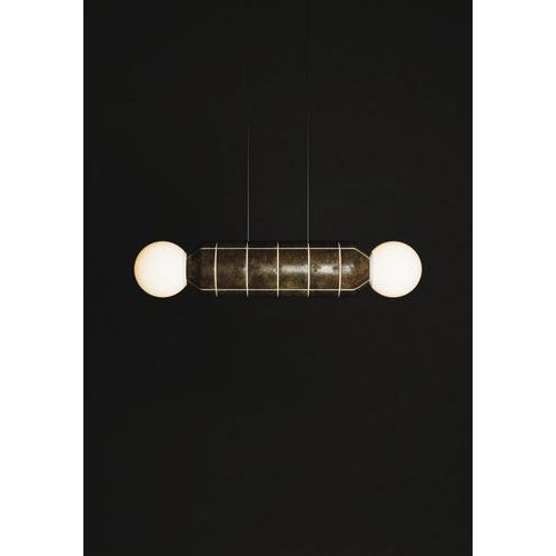 Navazi Medium Horizontal Lamp in Burnished Copper and Frosted Glass by Svitanok For Sale - Image 11 of 18
