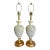 Mid 20th Century Hollywood Regency White Porcelain Lattice Urn Lamps With Gilt Bases - a Pair For Sale