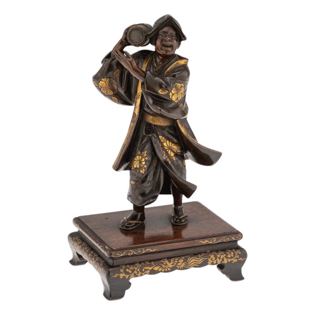 Antique Japanese Gilt Bronze Kawaraban Figurine from Miyao Eisuke Company, 19th Century For Sale