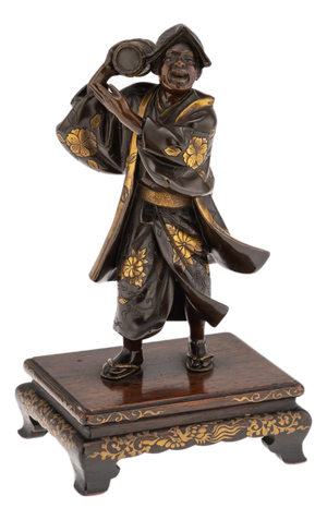 Antique Japanese Gilt Bronze Kawaraban Figurine from Miyao Eisuke Company, 19th Century
