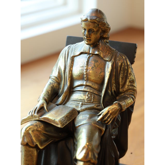 American Antique Pair of John Harvard Bronzed Bookends After Daniel Chester French For Sale - Image 3 of 12