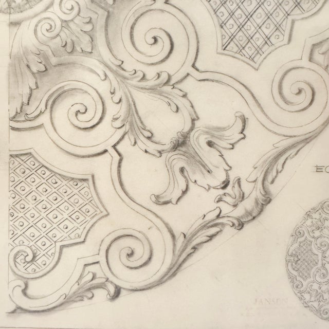 Mid-20th Century Architectural Pencil Drawing by Maison Jansen For Sale In New York - Image 6 of 6