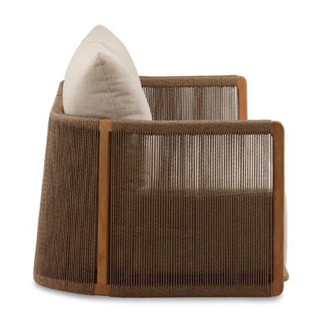 Contemporary Rope Wrapped Teak Outdoor Sofa For Sale - Image 3 of 6