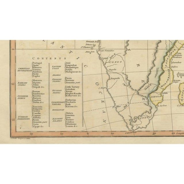Gold Islamic World Map with Africa, Middle East, India and the Indies from Wilkinson, 1817 For Sale - Image 8 of 15