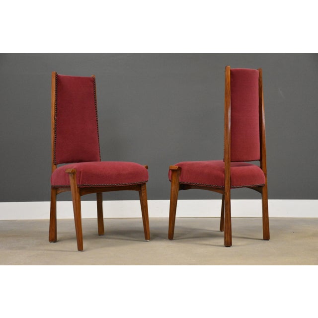 1960s Pere Cosp Oak and Mohair Dining Chairs - Set of 8 For Sale In Boston - Image 6 of 12