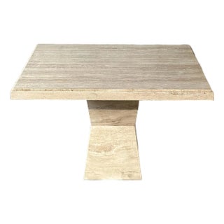 1970s Maurice Villency Italian Travertine Pedestal Table For Sale