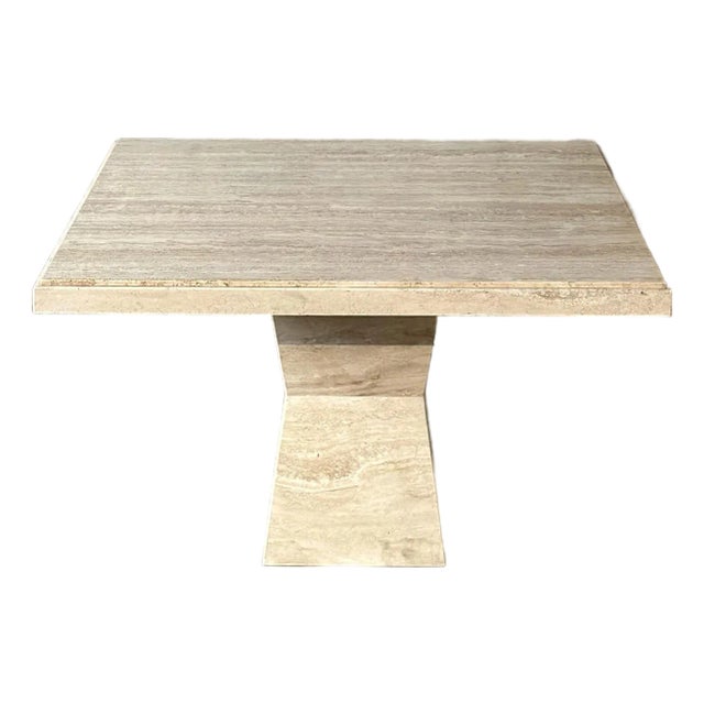 1970s Maurice Villency Italian Travertine Pedestal Table For Sale
