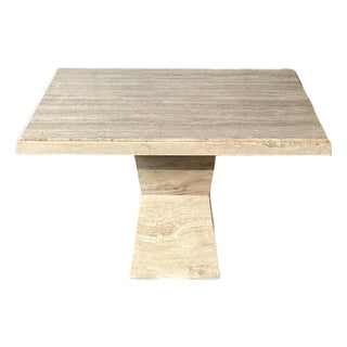 Maurice Villency Italian Travertine Pedestal Table For Sale
