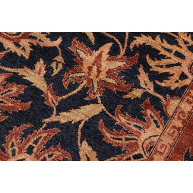 1990s Shabby Chic Ziegler Blue Rust Hand-Knotted Wool Rug - 8'0'' X 9'10'' For Sale - Image 5 of 8