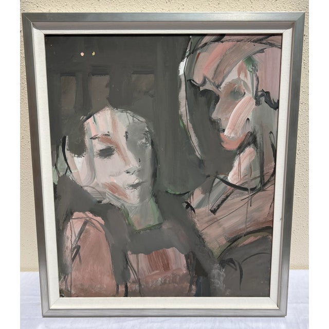 1980s Vintage Abstract Man & Woman Painting., Framed For Sale - Image 13 of 13