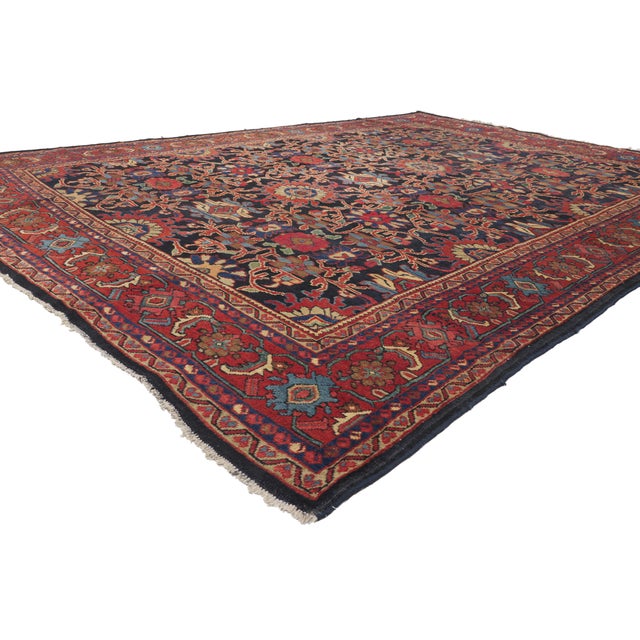 72546 Antique Persian Mahal Rug, 08'08 x 12'00. The Midnight Garden: An Antique Persian Mahal Masterpiece of Timeless...