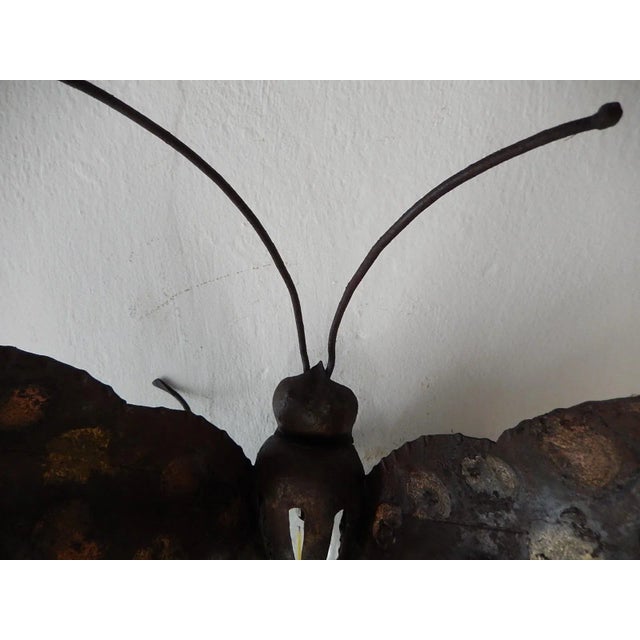 Midcentury Italian Brutalist Wrought Iron Butterfly Sconce For Sale - Image 6 of 12