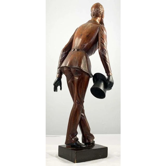 19th Century European Polychrome Carved Wood Figure of a Dickensian Character For Sale - Image 3 of 9