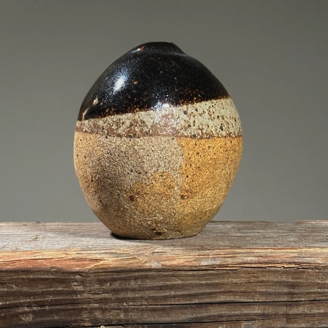 Mid-Century Modern Vintage Small Modernist Stoneware Glazed Vessel, Signed For Sale - Image 3 of 7