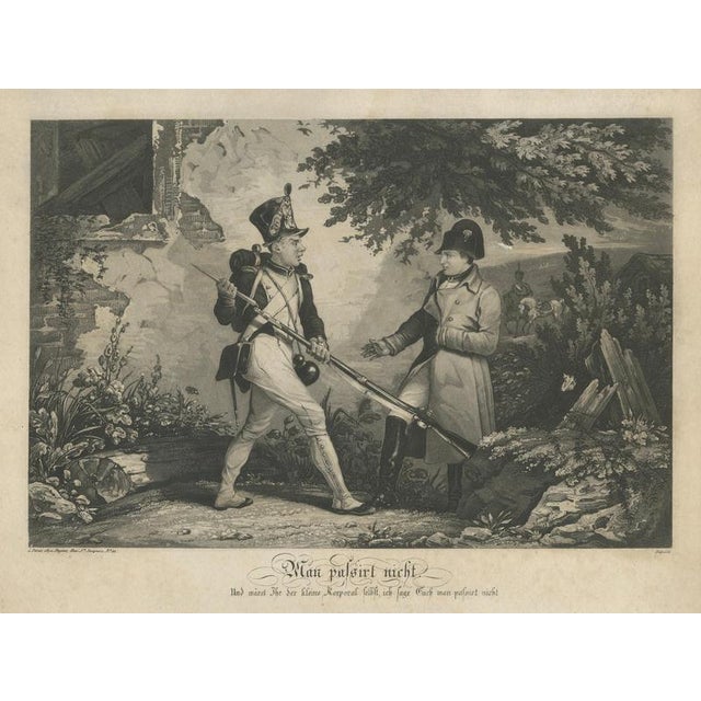 Satirical German Military Engraving of Napoleon as the Little Corporal, c1835 This 19th-century German engraving presents...