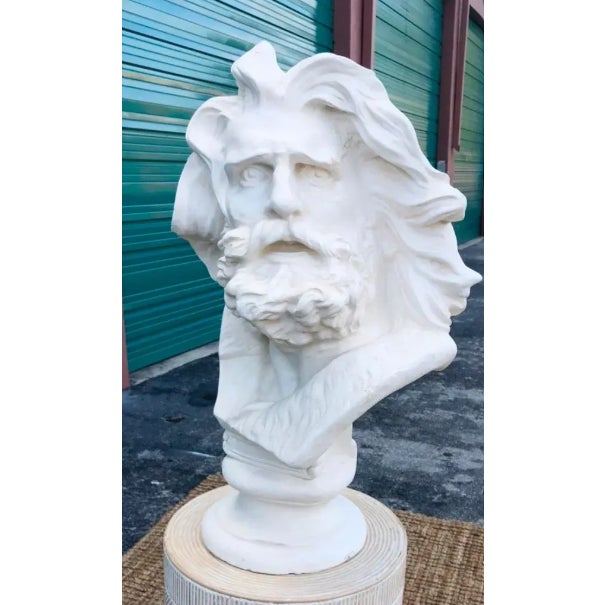 Sculpture Materials Vintage Painted Terra Cotta Bust of Bearded Man For Sale - Image 7 of 12