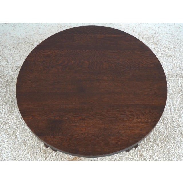 Mission Stickley Round Mission Oak Cocktail Table For Sale - Image 3 of 14