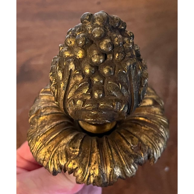 French Large Antique 19th Century French Belle Epoque Louis XVI Style Gilt Bronze Berry Finial For Sale - Image 3 of 14
