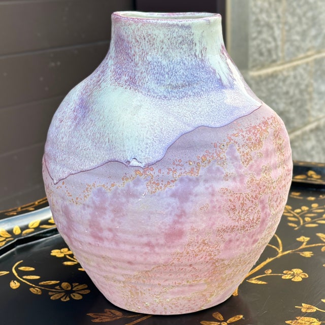 Modern Vintage Foss Creek Pottery Variegated Salt Glaze Vase by Tony Evans For Sale - Image 3 of 11