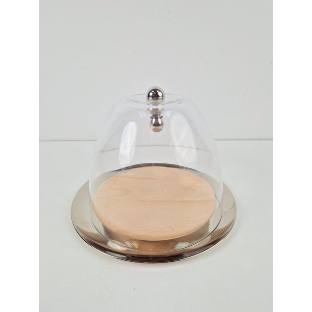 2000 - 2009 Flow Glass Dome with Serving Dish in Stainless Steel by Gijs Bakker for Royal VKB Walnut, 2000, Set of 3 For Sale - Image 5 of 12