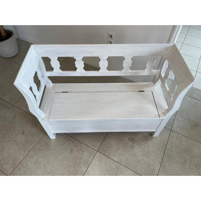 Provincial Natural Wood Kitchen Bench Chest For Sale - Image 11 of 16