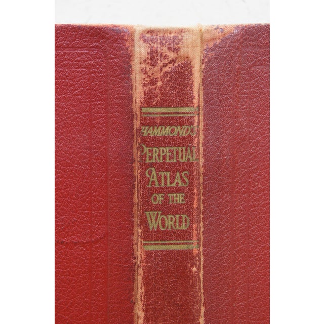Antique 1937 Hammond’s Perpetual Atlas of the World 1935 Folio Map Book For Sale - Image 6 of 16