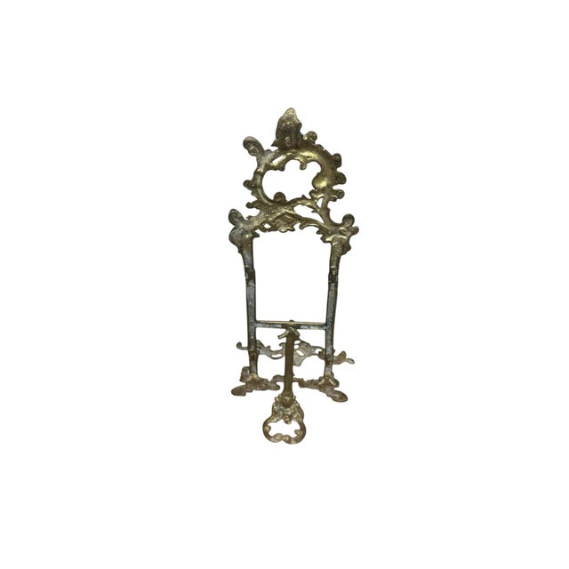 Brass Antique Victorian-Style Brass Display Easel Featuring Ornate Filigree and Baroque Detailing. For Sale - Image 8 of 8