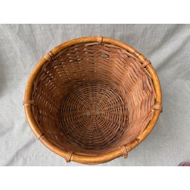 Vintage Large Round Wicker Basket For Sale - Image 10 of 12
