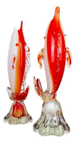 Vintage Murano Glass Fish, Italy, 1950s, Set of 2